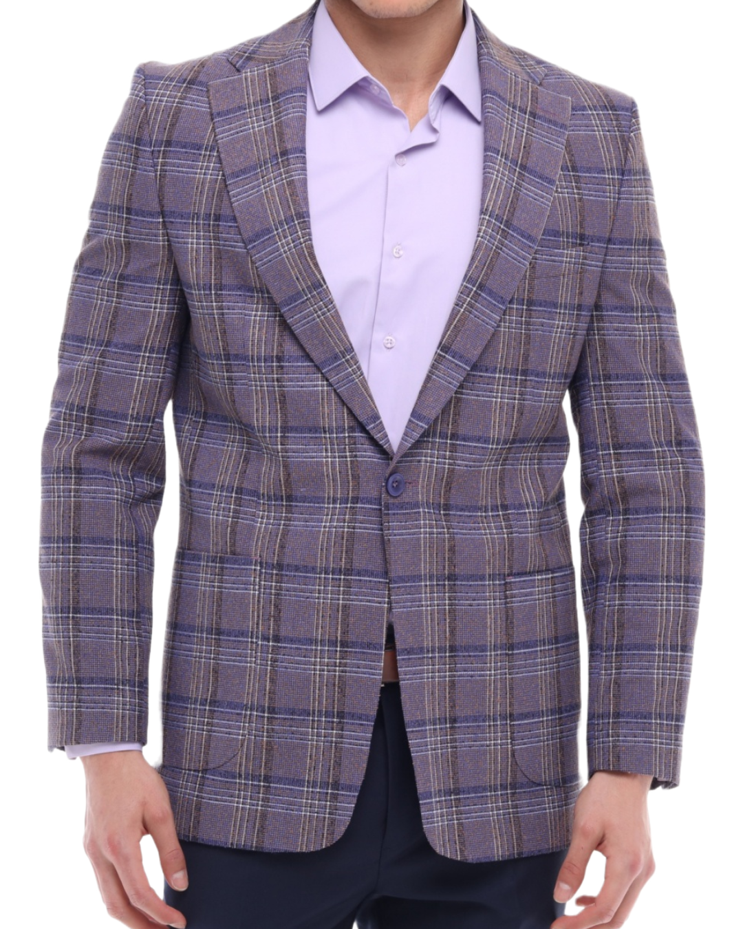ICONIC SUMPTUOUS - Purple & Blue Check Blazer