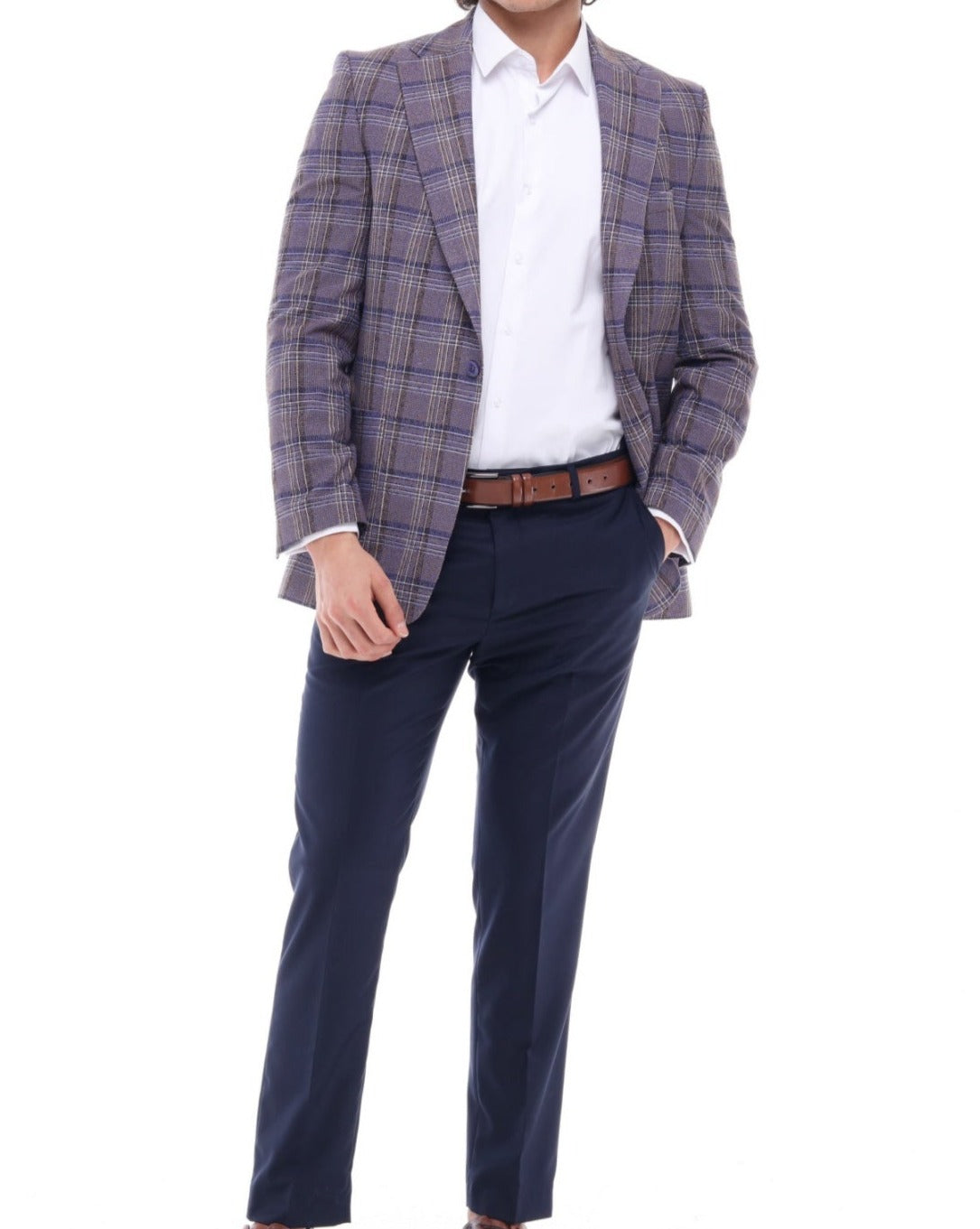 ICONIC SUMPTUOUS - Purple & Blue Check Blazer for Men