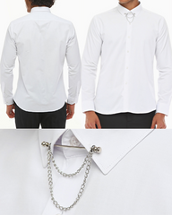 ICONIC WHITE PINNED - White Pinned Collar Shirt