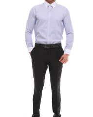 Lilac Stripe with White Pinned Collar Shirt for Men