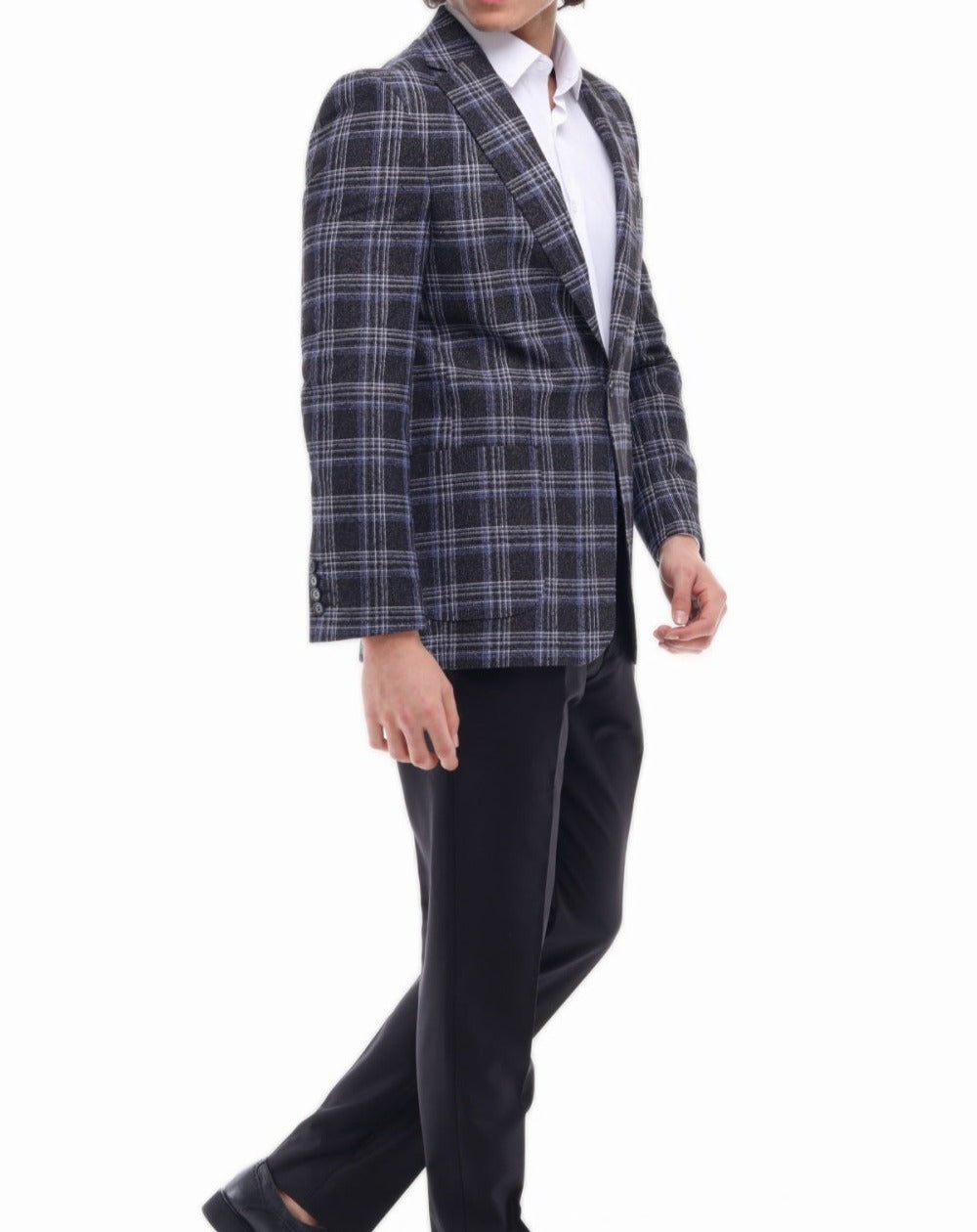 Men's  Black & Blue Check Blazer