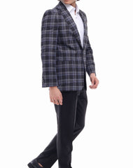 Men's  Black & Blue Check Blazer