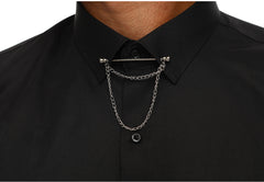 Men's Black Pinned Collar Shirt
