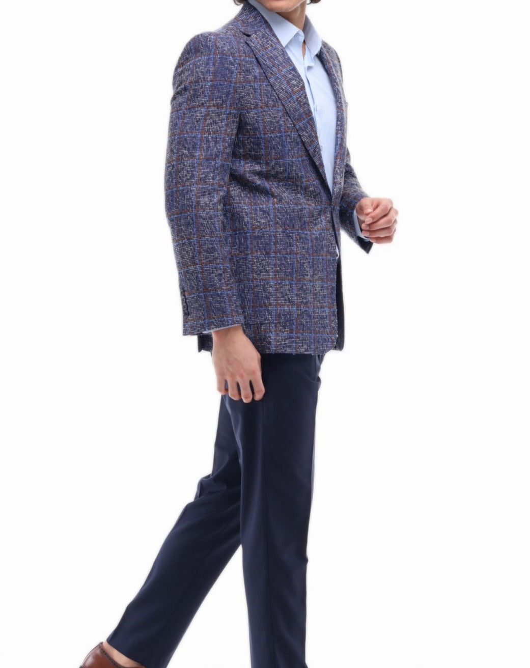 Men's Blue & Purple Tweed Check Blazer