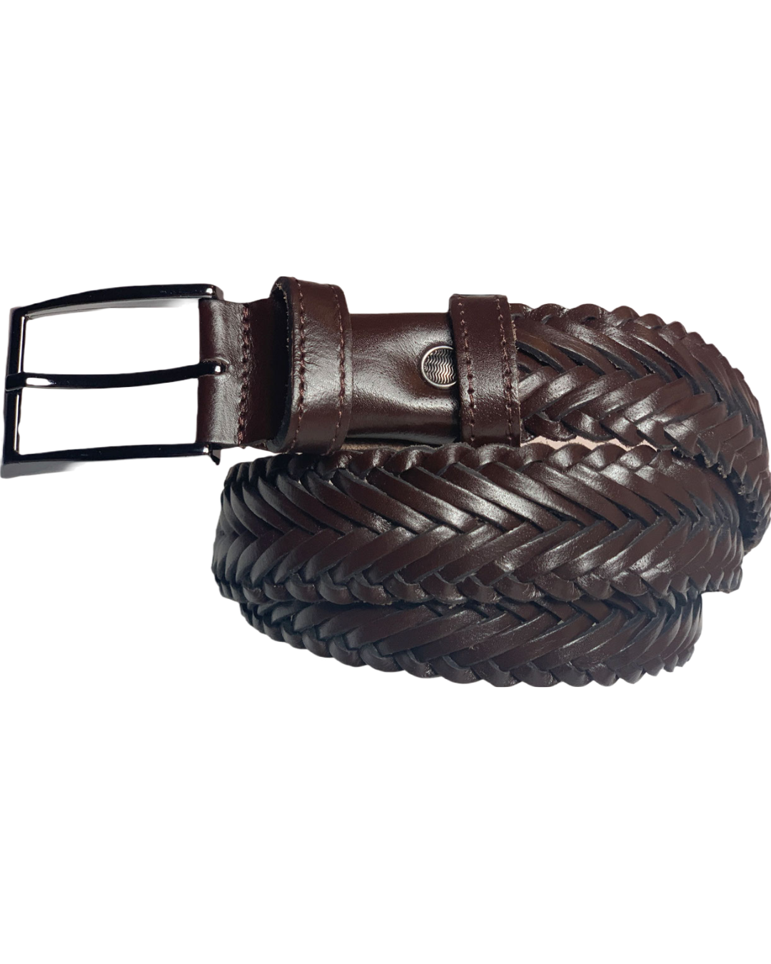 Men's Brown Genuine Leather Handmade Woven Belt