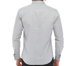 Men's GREY DOUBLER - Grey Double Cuff Shirt With Studs