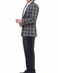 Men's Grey & Black Check Blazer