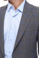 ICONIC GROOMED - Grey & Blue Check Blazer for Men