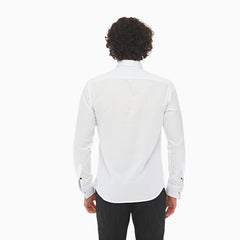 ICONIC HORIZONTAL PLEATED - White Tuxedo Shirt With Studs for Men