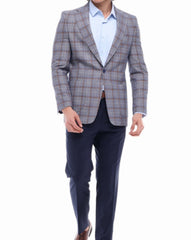 Men's ICONIC MAJESTIC - Lilac & Brown & Wine Check Blazer