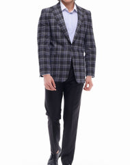 Men's ICONIC SLEEK - Black & Blue Check Blazer