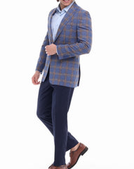Men's ICONIC STUNNING - Blue & Brown Check Blazer