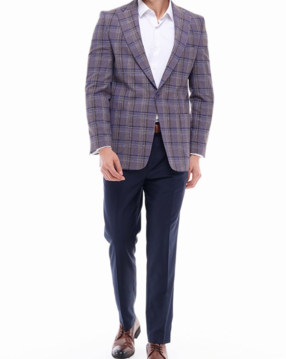 Men's ICONIC SUMPTUOUS - Purple & Blue Check Blazer