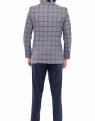 Men's Lilac & Brown & Wine Check Blazer