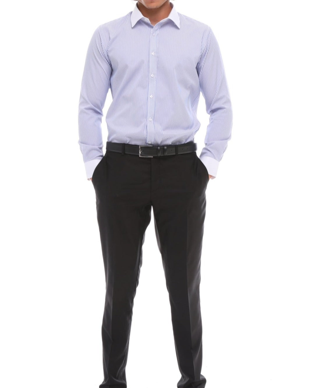 Lilac Stripe with White Collar Shirt for Men