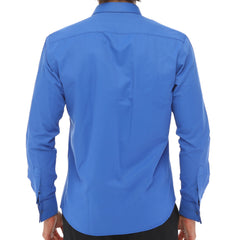 Men's NIGHT BLUE DOUBLER - Dark Blue Double Cuff Shirt With Studs
