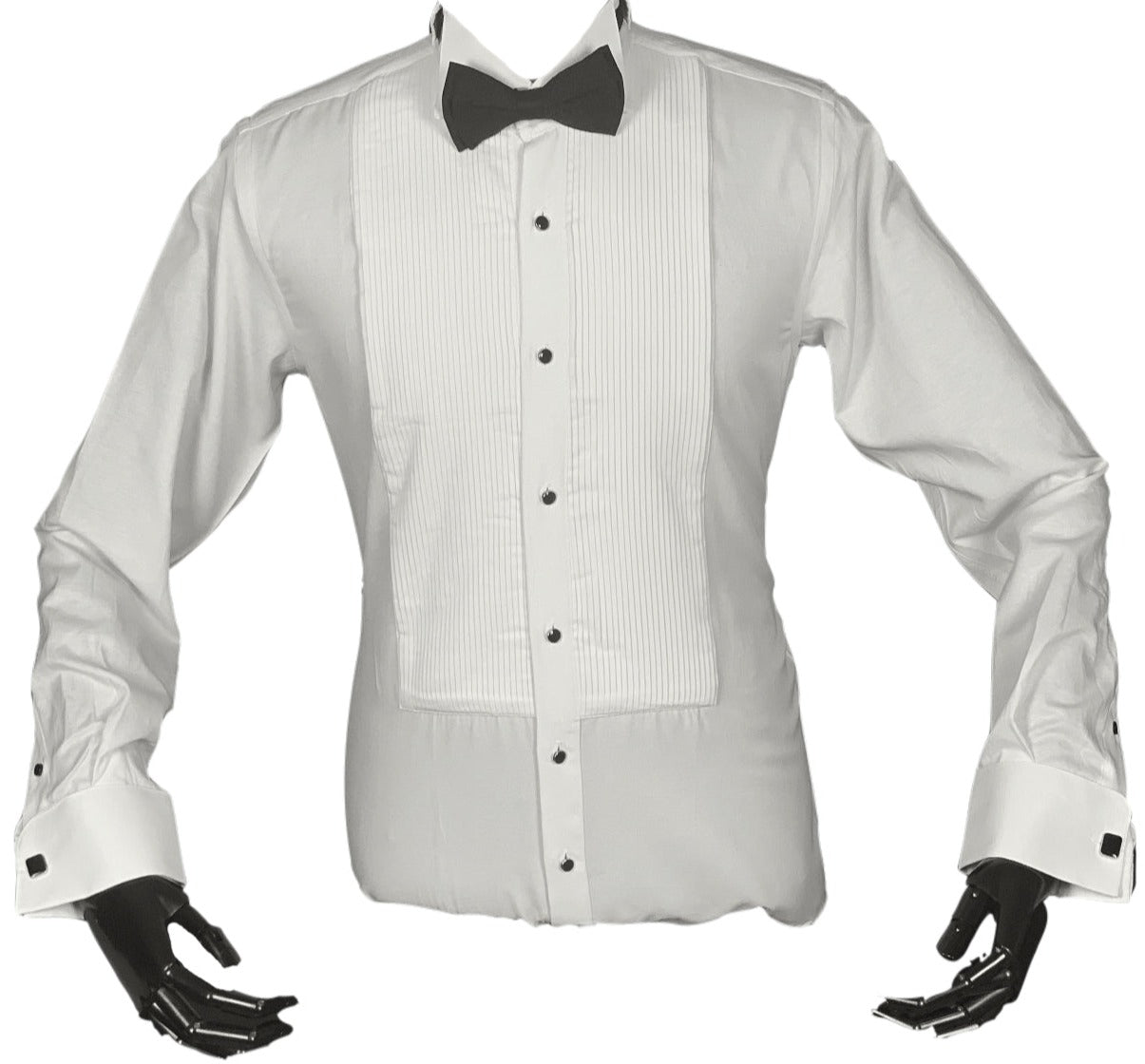Men's PLEATED Shirt - White Tuxedo Shirt With Studs