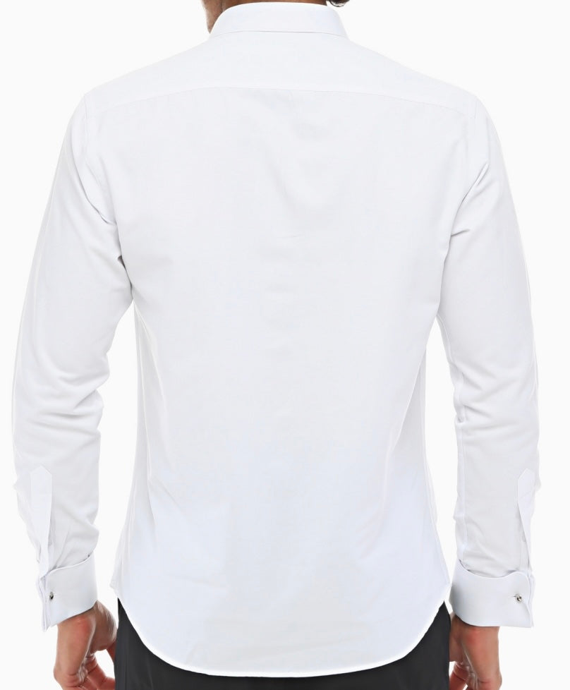 Men's WHITE DOUBLER - White Double Cuff Shirt With Studs