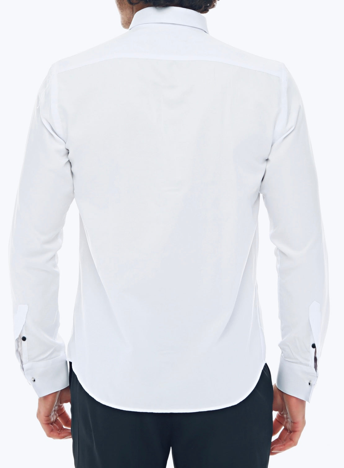 ICONIC CROSS PLEATED - White Tuxedo Shirt With Studs for Men