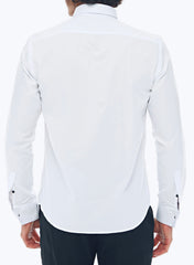ICONIC CROSS PLEATED - White Tuxedo Shirt With Studs for Men