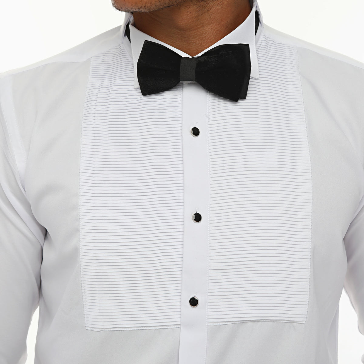 White Tuxedo Shirt With Studs