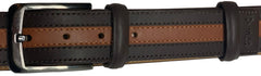 Men's brown and tan genuine leather handmade belt.