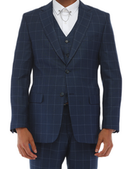 BLUE JACK - Blue & Light Blue Plaid Three Piece Suit