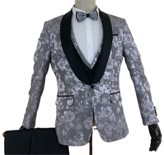 Grey Design Wedding Three Piece Suits