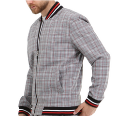 ICONYN GENTLEMAN BOMBER JACKET - Grey and Red Check