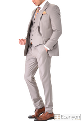 Milky-Brown Plain Three Piece Suit, A timeless a plain milky-brown three piece suits that can be styled up for special events or styled down for the office. The matching quality a plain milky-brown waistcoat and trousers are paired with a plain milky-brown suit jacket. You’ll love the patterned lining panels on this suit, especially the one in the jacket’s breast pocket which doubles up as a pocket square. Master Tailored Fit 3 Piece Suit