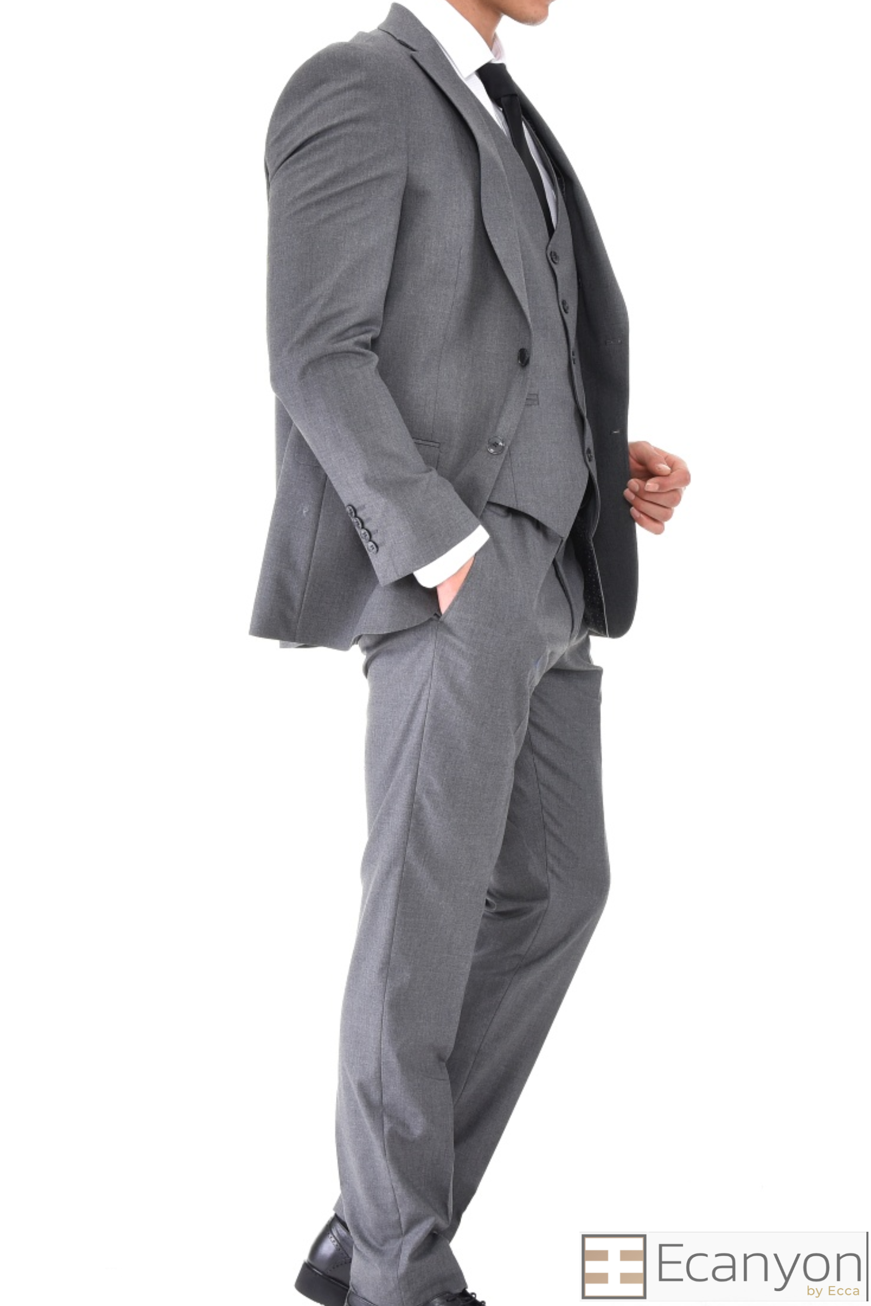 Grey Plain Three Piece Suit, A timeless a plain grey three piece suits that can be styled up for special events or styled down for the office. The matching quality a plain grey waistcoat and trousers are paired with a plain grey suit jacket. You’ll love the patterned lining panels on this suit, especially the one in the jacket’s breast pocket which doubles up as a pocket square. Master Tailored Fit 3 Piece Suit