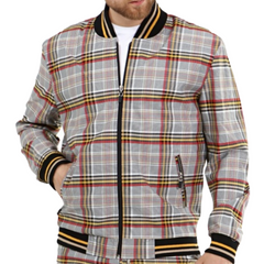 ICONYN GENTLEMAN BOMBER JACKET - Orange and Yellow Check