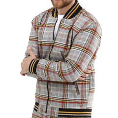 ICONYN GENTLEMAN BOMBER JACKET - Orange and Yellow Check