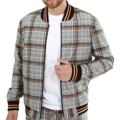 ICONYN GENTLEMAN BOMBER JACKET - Green and Orange Check