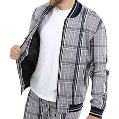 ICONYN GENTLEMAN BOMBER JACKET - Blue and Yellow Check