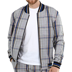 ICONYN GENTLEMAN BOMBER JACKET - Blue and Yellow Check