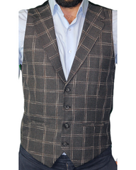ICONIC GREY SINGLER - Grey Check Single Breasted Waistcoat