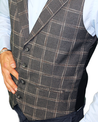 ICONIC GREY SINGLER - Grey Check Single Breasted Waistcoat