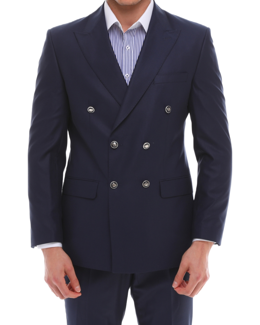 Men's ICONIC Navy Double Breasted Suit With Navy Crested Buttons