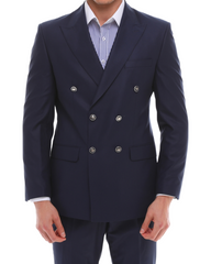 Men's ICONIC Navy Double Breasted Suit With Navy Crested Buttons