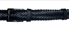 Navy Genuine Leather Handmade Woven Belt for Men