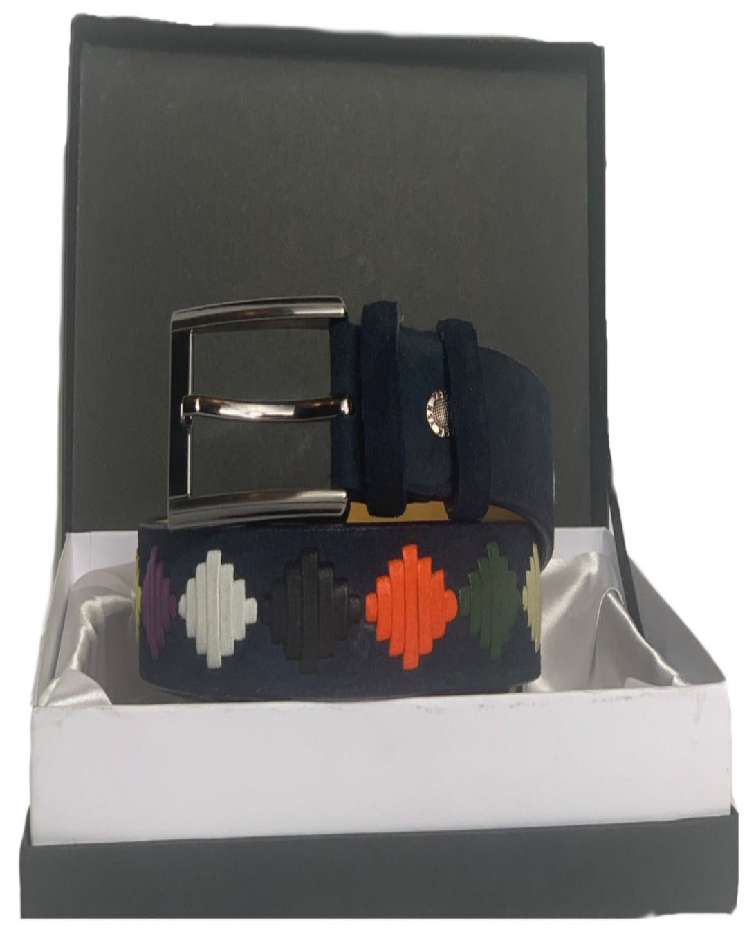 Navy Suede Embroidery Leather Belt 