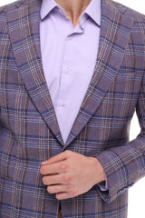 Purple & Blue Check Blazer for Men