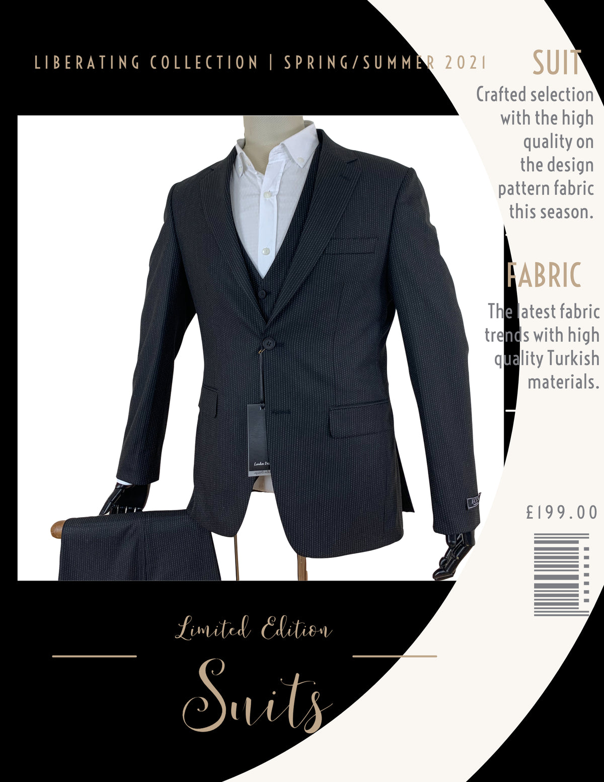 Black Striped Three Piece Suit