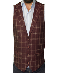 Red Check wool Waistcoat for men