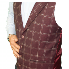 Red Check wool Waistcoat