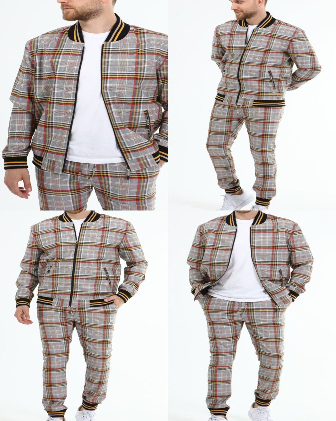 Red and Yellow Check tracksuits for men