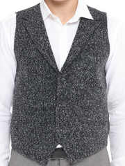 ICONIC BLACK TWEED - Black Single Breasted Waistcoat
