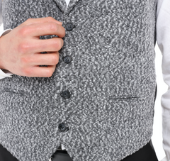 ICONIC GREY TWEED - Grey Single Breasted Waistcoat