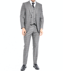 ICONYN BRAVEN -  Brown Check Three Piece Suit